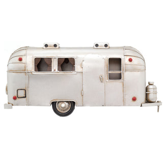 38cm Retro Camper Caravan Wall Mounted Tin Model | Vintage Metal American Airstream Trailer Hanging Decoration | Home Office Wall Art