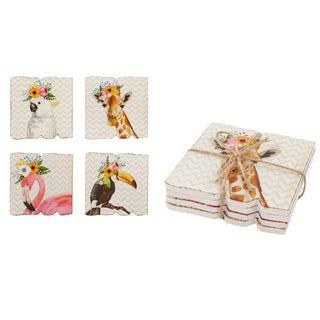 Beautiful Pack Of 4 Animal Cup Mug Coasters For Drinks ~ Coffee Table Mats