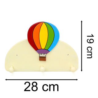 Children's Hot Air Balloon Coat Rack Kids Wall Mounted Wooden 3 Peg Coat Hooks