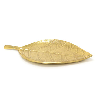 Elegant Gold Metal Leaf Decorative Tray | Aluminium Storage Display Vanity Tray | Botanical Display Plate