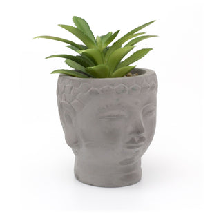 Buddha Head Artificial Succulent Planter | Faux Plant And Planter | Fake Plants Home Decor- 14cm