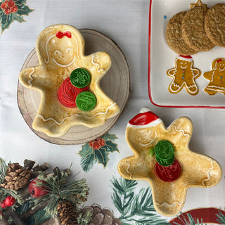 Ceramic Gingerbread Cookie Shaped Christmas Snack Bowl | Festive Serving Dish