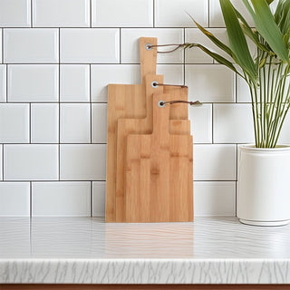3 - Piece Bamboo Chopping Board Set with Handle | Paddle Style Cutting Boards