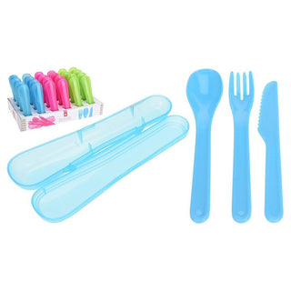 3 Piece Travel Cutlery Set With Case | Reusable Plastic Travel Utensils