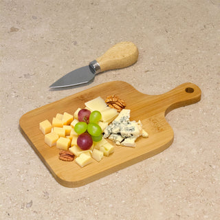 Mini Bamboo Cheese Board & Knife | Small Wooden Cheese Serving Platter - 20cm