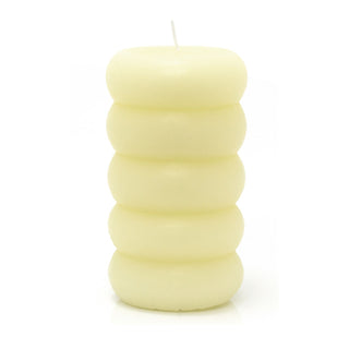 Ribbed Ivory Cream Pillar Candle | Ribbed Design Church Pillar Candle - 14cm