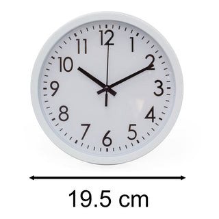 Contemporary White Wall Clock | Round Wall Mounted Clock For Living Room 19.5cm