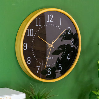 32cm Modern Scandi Round Bamboo Wall Clock | Wall - mounted Wooden Clock - Black