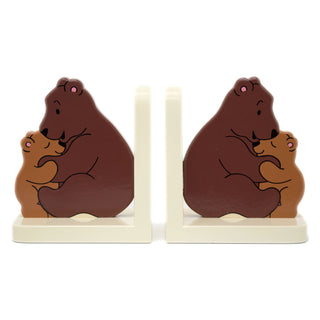 Bear Hug Wooden Bookends For Kids | Childrens Book Ends | Book Stoppers For Shelves, Kids Room or Nursery Decor - Hand Made in UK