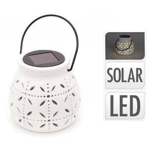 LED Ceramic Solar Powered Garden Lantern | Hanging Lantern For Garden White LED Outdoor Lamp | Garden Solar Lights - Design Varies One Supplied