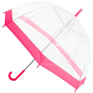 Clear See Through Transparent Dome Bubble Parasol Birdcage Umbrella ~ Pink