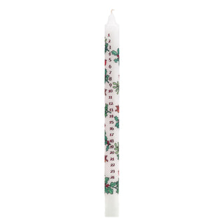Traditional Countdown To Christmas Advent Dinner Candle - Holly And The Ivy Design (Regular Size)