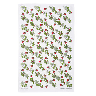 Christmas Tea Towel Holly And Ivy Kitchen Towel | Festive Tea Towels Xmas Robin Tea Towel | Cotton Dish Towel