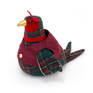 Percival the Pheasant Christmas Doorstop | Tartan Bird-Shaped Door Stop - 21cm