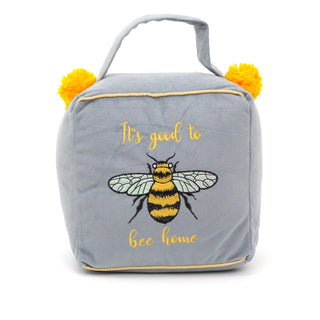 Bee Grey Cube Fabric Doorstop ~ Beautiful Home Door Stop