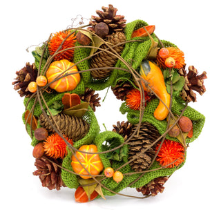 24cm Autumn Wreath Pumpkin Door Decoration | Thanksgiving Wreath Halloween Wreath | Christmas Wreath - Design Varies One Supplied