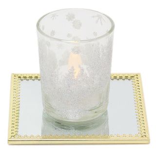 10cm Decorative Mirror Glass Display Plate | Mirrored Candle Tray | Gold Glass Coaster