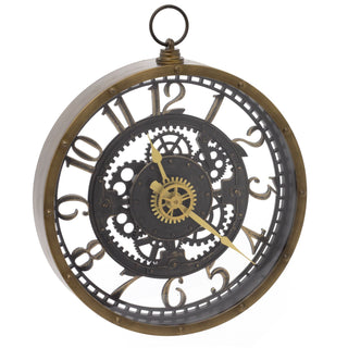 Industrial Retro Pocket Watch Gear Cog Clock | Steampunk Vintage Style Wall Clock | Silent Wall Clock Antique Effect Distressed Round Clock