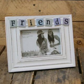 4 X 6 Shabby Chic White Washed Tiled Friends Photo Picture Frame