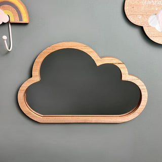 Wooden Cloud Shaped Mirror | Kids Bedroom Wall Decor Hanging Nursery Mirror 34cm