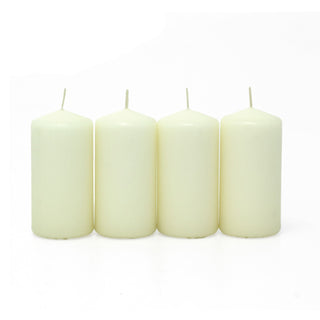 Set of 4 Ivory Pillar Candles | Unscented Wax Candles for Home & Events - 5x10cm