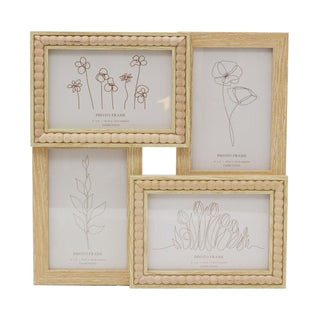 4 Aperture Beaded Photo Frame | Multi Layered Wall Mounted Collage Frame - 29cm