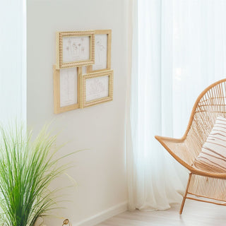 4 Aperture Beaded Photo Frame | Multi Layered Wall Mounted Collage Frame - 29cm