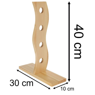 4 Bottle Pinewood Wine Rack | Wooden Free Standing Wine Storage Holder - 40cm