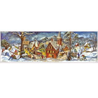 Small Village in Winter Freestanding Traditional Christmas Paper Advent Calendar