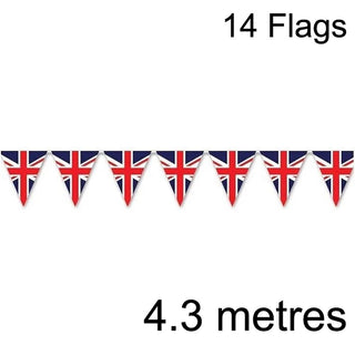 4.3m Union Jack Bunting British Flag Triangle Bunting | 14 Flags Union Jack Bunting | Queens Platinum Jubilee Bunting Party Bunting