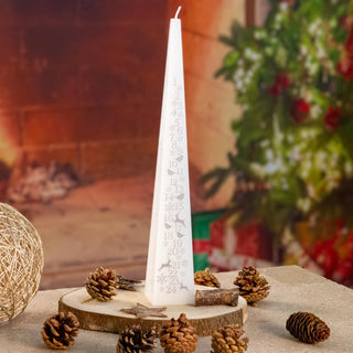 Large Traditional Countdown To Christmas Pyramid Advent Candle | Christmas White & Silver Advent Candle With Numbers | Advent Christmas Candle Festive Candle