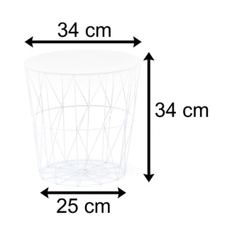Modern White Wire Side Table Living Room End Tables | Coffee End Side Table With - Lift Off Tray Top | Occasional Pedestal Table Bedside Tables