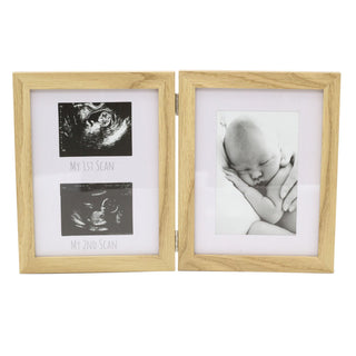 3 Aperture Baby Ultrasound Scan And 1st Photo Picture Frame | Wooden Double Baby Keepsake Photo Frame | Baby Scan Photo Frames Keepsake Gifts