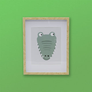 Safari Animal Kids Wall Art Picture Frame | Framed Animal Pictures - Crocodile