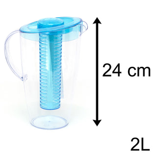 2 Litre Fruit Infuser Jug Water Pitcher | Plastic Pitcher Jug With Lid | Fruit Infused Water Jug - Colour Varies One Supplied