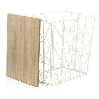 Folding White Wire Side Table | Modern Storage Table Foldable End Table | Folding Bedside Table 40cm