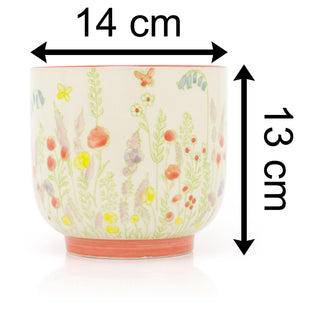 Floral Butterfly Ceramic Plant Pot | Botanical Indoor Plant Pot Cachepot Meadow Flower Pot | Indoor Planter Ceramic Plant Pot For Indoor