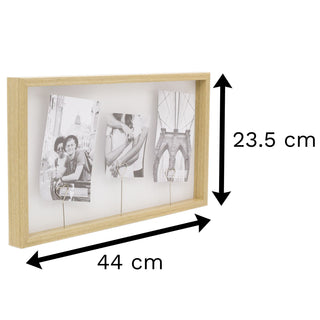4 X 6 Wooden Triple Heart Clip Photo Frame | Multi Peg Photo Picture Frame | Freestanding Wall Mounted 3 Aperture Picture Frame