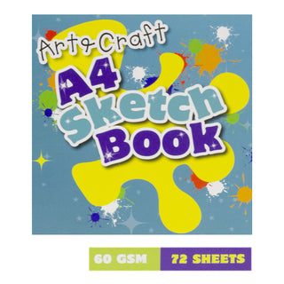 Kids A4 Art & Craft Sketchbook 72 Sheets | Children's White Paper Drawing Pad