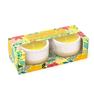 Set of 2 Ceramic Citronella Candles | Bug Mosquito Repellent Citron Candle Set
