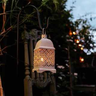 Distressed Grey Metal Tealight Lantern | Rustic Hanging Tea Light Candle Lantern