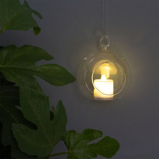 Clear Glass Bauble Tealight | Hanging Glass Ball Tea Light Holder & LED Candle
