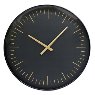 Black And Gold Wall Clock | Large Round Decorative Wall Mounted Clock - 50cm