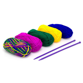5 Multicolour Knitting Yarns & Needles | Craft Knitting Starter Set With Yarn