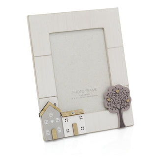 5 x 7 Wooden House Photo Frame Single Aperture Shabby Chic Photo Frame | White Picture Frame Freestanding Photo Frame | Wall Mounted Picture Frame