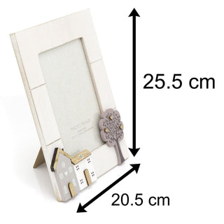 5 x 7 Wooden House Photo Frame Single Aperture Shabby Chic Photo Frame | White Picture Frame Freestanding Photo Frame | Wall Mounted Picture Frame