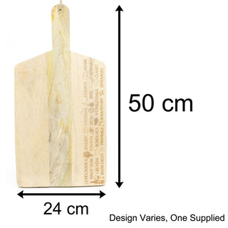 50cm Etched Wine And Cheese Wooden Serving Board | Wooden Food Presentation Board Chopping Board | Cutting Board Serving Sharing Platter - Design Varies One Supplied