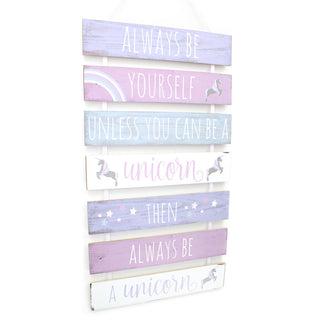 7 Tier Hanging Wooden Unicorn Plaque Sign ~ Always Be Yourself