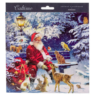 Christmas Advent Calendar Father Christmas | Santa And Animals Advent Calendar Traditional Advent Calendar | Picture Advent Calendar Paper Advent Calendar