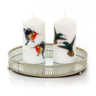 14cm Birds Of Paradise Pillar Candle | Ivory White Unscented Church Pillar Candle | Decorative Pillar Candles - Design Varies One Supplied